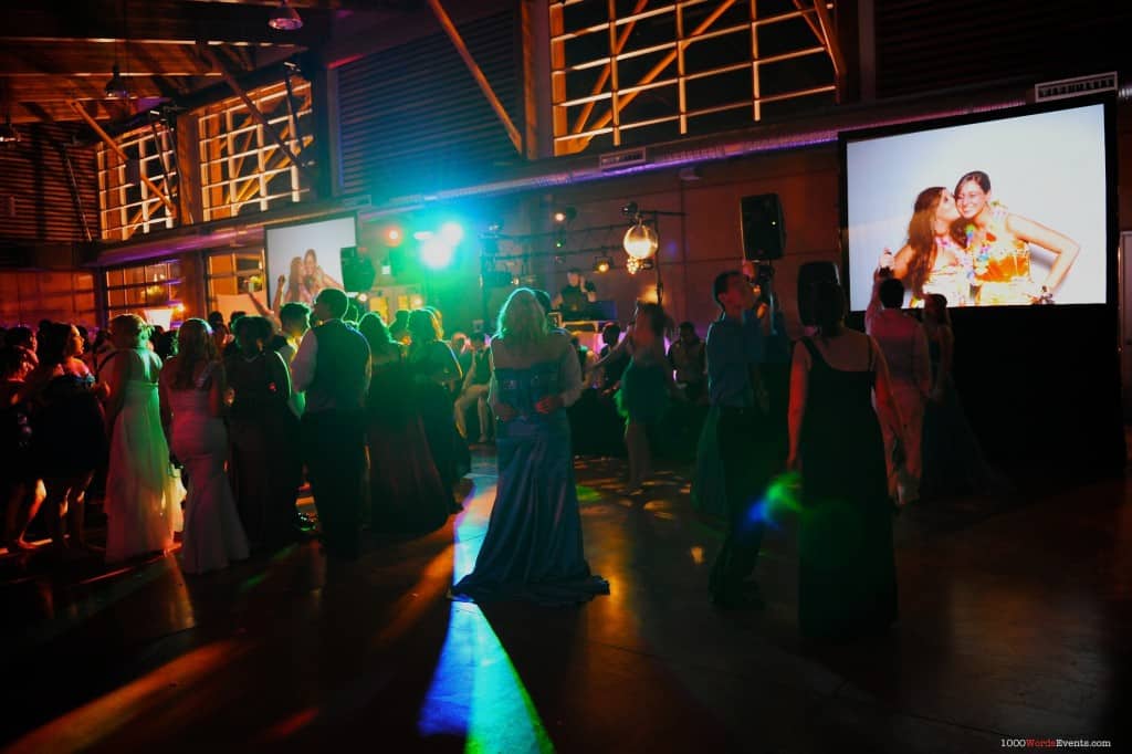 Steilacoom_High_School_Prom dancing people and projection screens