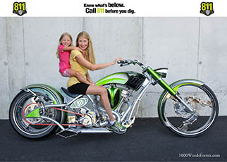 Mom and daughter on the 811 motorcycle