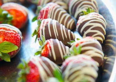 Chocolate covered strawberries on a platter
